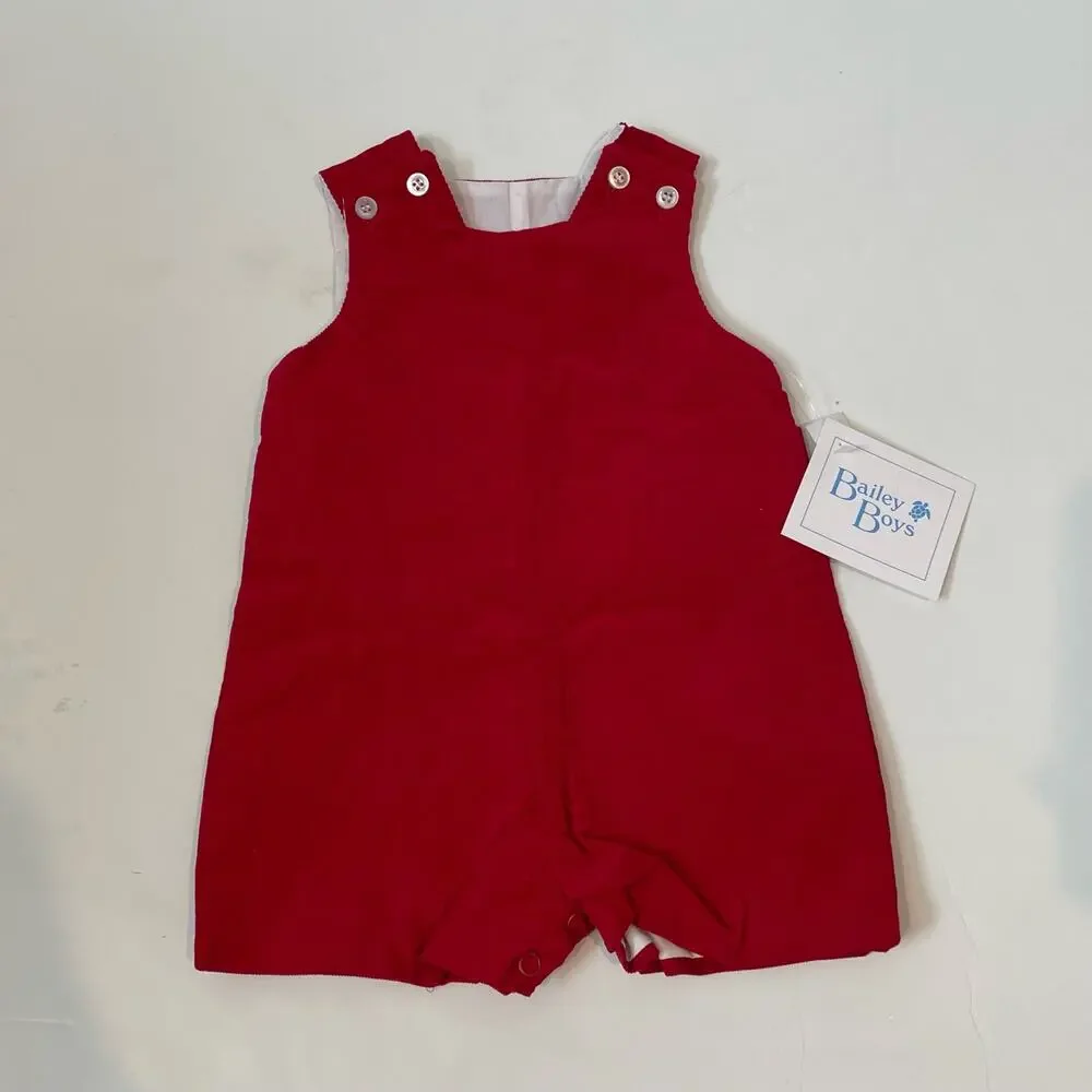 NWT Bailey Boys Size 3M Red Corduroy Jon Jon Set